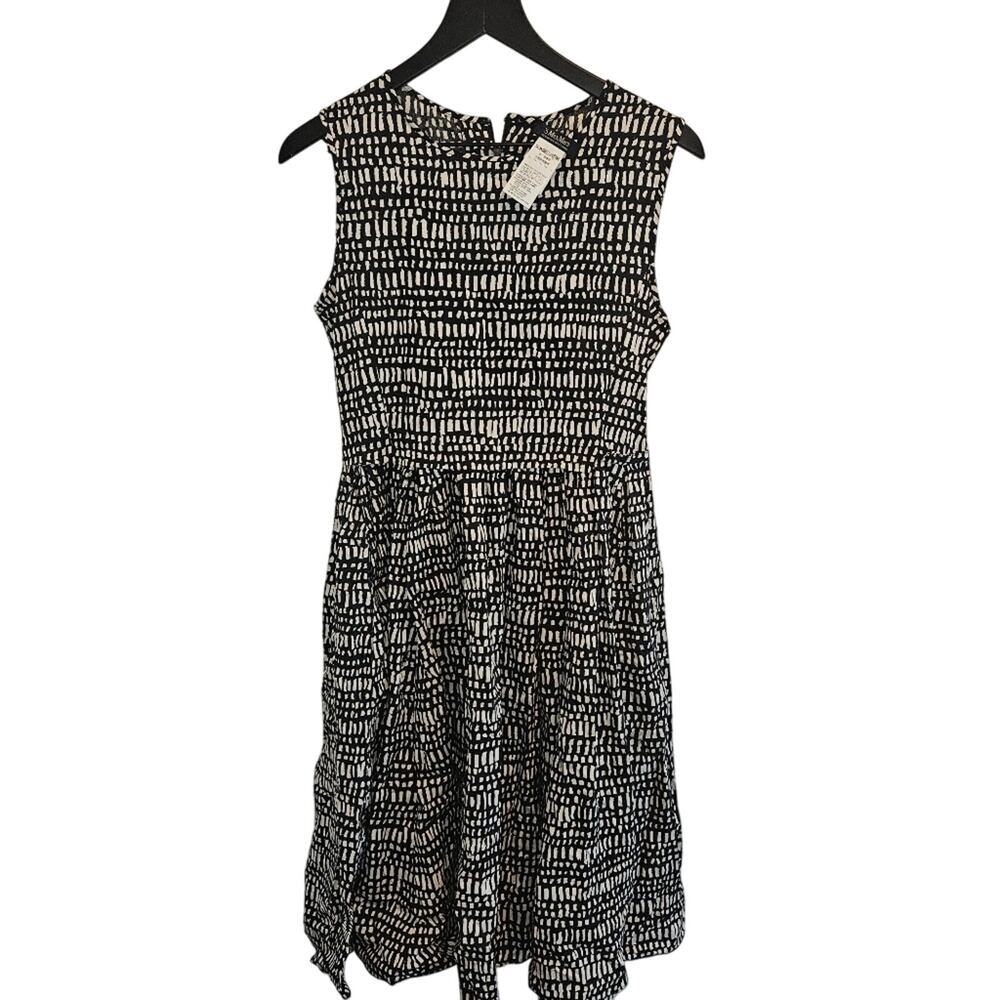 Max Mara A-Line Printed Midi Length Dress Black